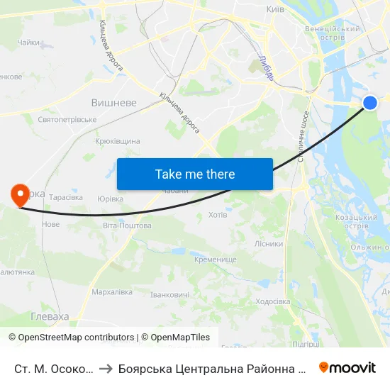 Ст. М. Осокорки to Боярська Центральна Районна Лікарня map