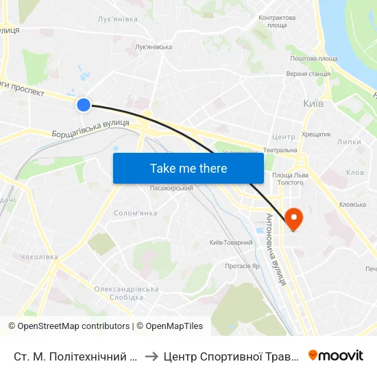 Ст. М. Політехнічний Інститут to Центр Спортивної Травматології map