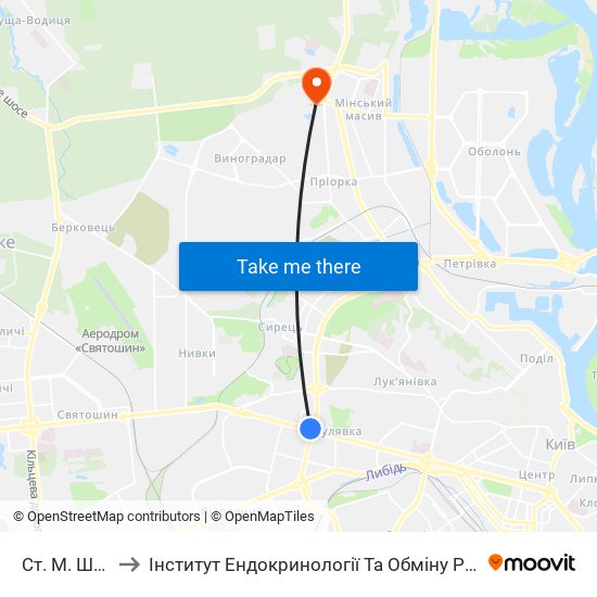 Ст. М. Шулявська to Інститут Ендокринології Та Обміну Речовин Ім. В.П. Комісаренка map