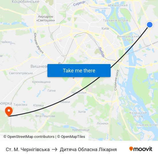 Ст. М. Чернігівська to Дитяча Обласна Лікарня map