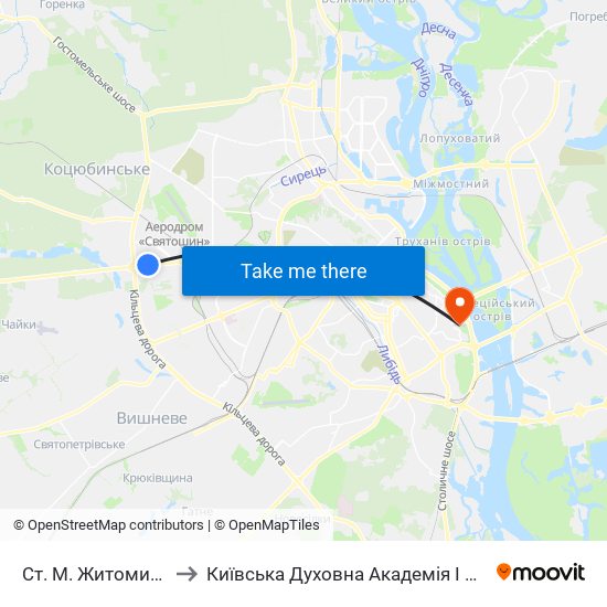 Ст. М. Житомирська to Київська Духовна Академія І Семінарія map