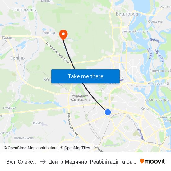Вул. Олекси Тихого to Центр Медичної Реабілітації Та Санаторного Лікування map