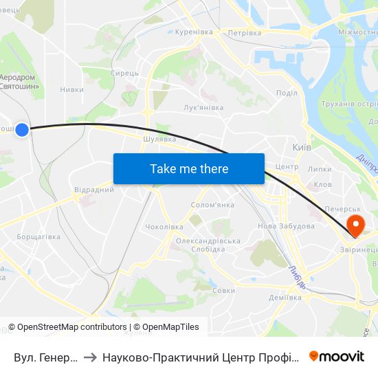 Вул. Генерала Вітрука to Науково-Практичний Центр Профілактичної Та Клінічної Медицини map