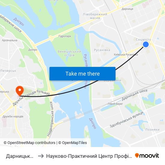 Дарницький Універмаг to Науково-Практичний Центр Профілактичної Та Клінічної Медицини map
