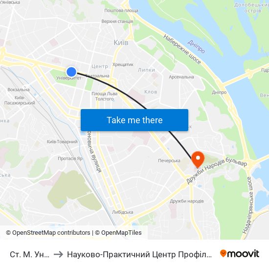 Ст. М. Університет to Науково-Практичний Центр Профілактичної Та Клінічної Медицини map