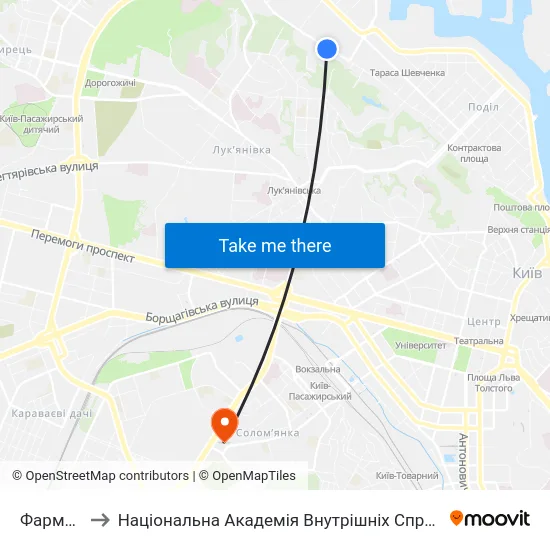 Фармак to Національна Академія Внутрішніх Справ map