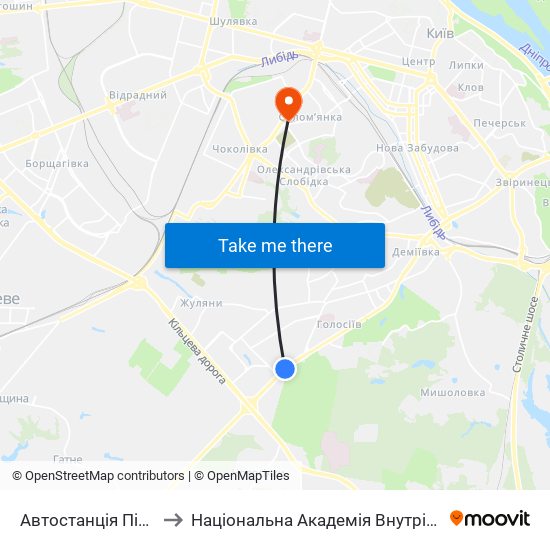 Автостанція Південна to Національна Академія Внутрішніх Справ map