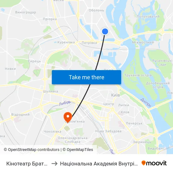 Кінотеатр Братислава to Національна Академія Внутрішніх Справ map