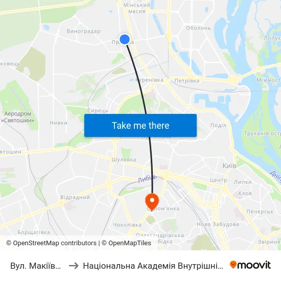 Вул. Макіївська to Національна Академія Внутрішніх Справ map