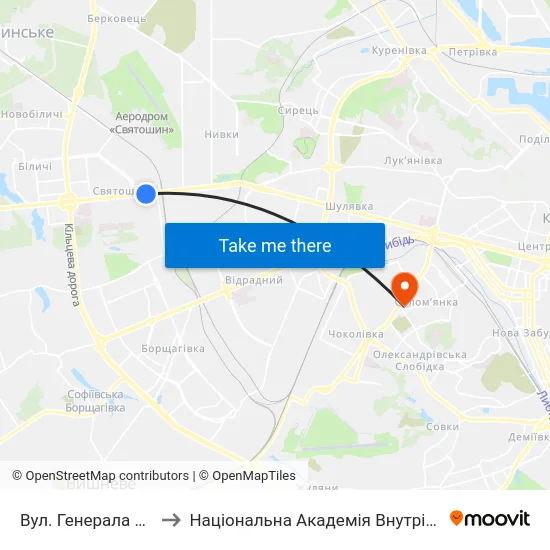 Вул. Генерала Вітрука to Національна Академія Внутрішніх Справ map