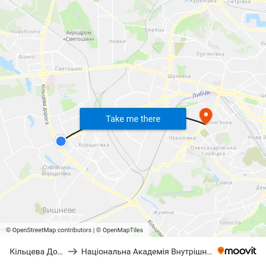 Кільцева Дорога to Національна Академія Внутрішніх Справ map