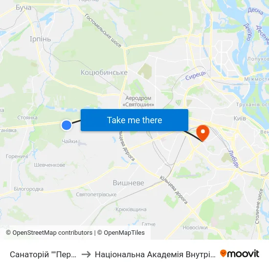 Санаторій ""Перемога"" to Національна Академія Внутрішніх Справ map