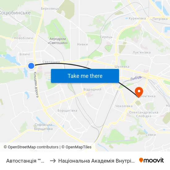 Автостанція ""Дачна"" to Національна Академія Внутрішніх Справ map