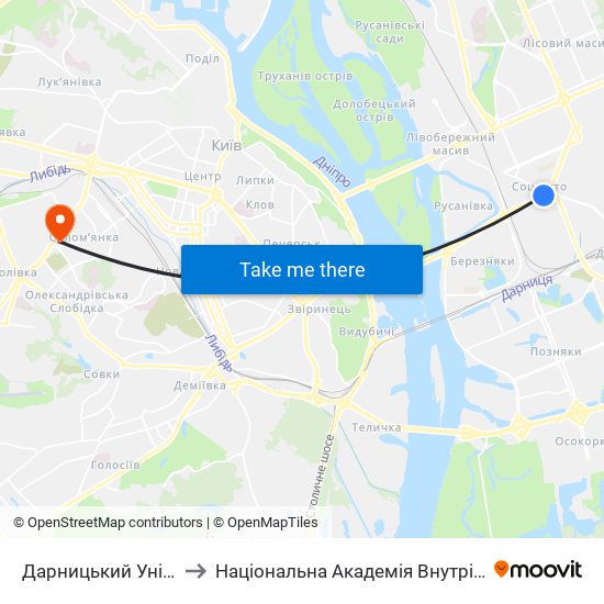 Дарницький Універмаг to Національна Академія Внутрішніх Справ map