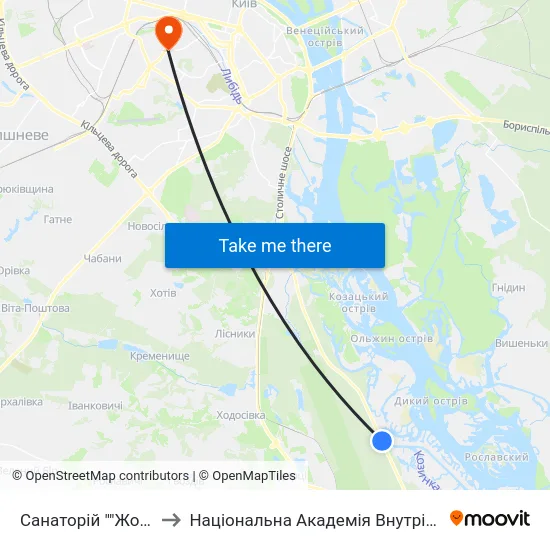 Санаторій ""Жовтень"" to Національна Академія Внутрішніх Справ map