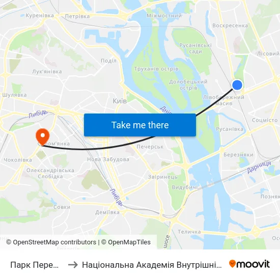 Парк Перемога to Національна Академія Внутрішніх Справ map