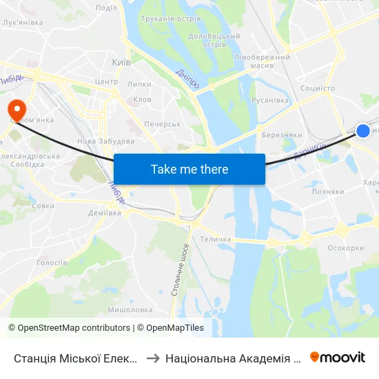 Станція Міської Електрички Дарниця to Національна Академія Внутрішніх Справ map