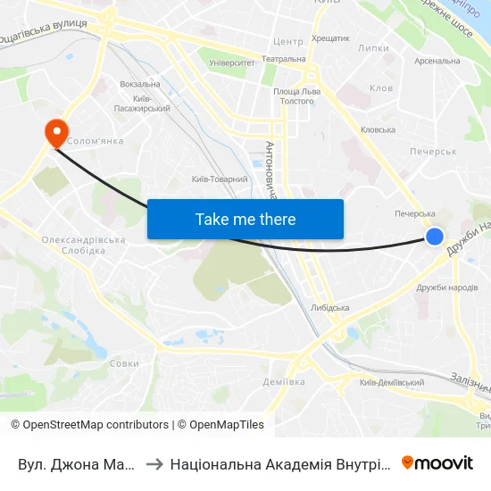 Вул. Джона Маккейна to Національна Академія Внутрішніх Справ map