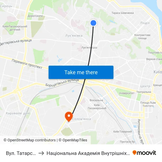 Вул. Татарська to Національна Академія Внутрішніх Справ map