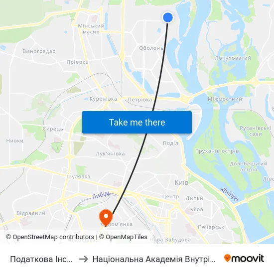 Податкова Інспекція to Національна Академія Внутрішніх Справ map