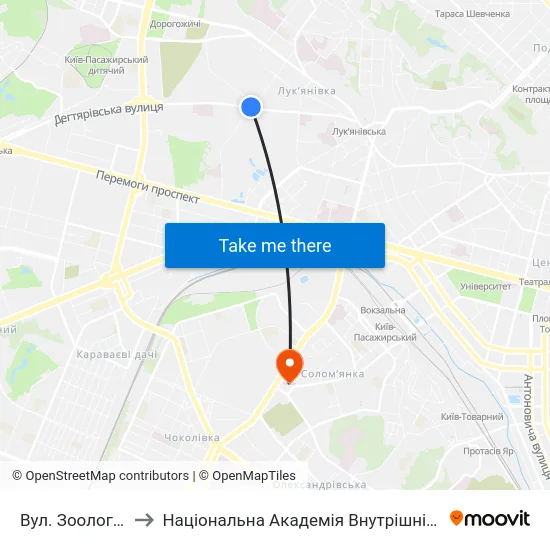 Вул. Зоологічна to Національна Академія Внутрішніх Справ map