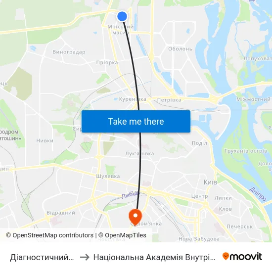 Діагностичний Центр to Національна Академія Внутрішніх Справ map