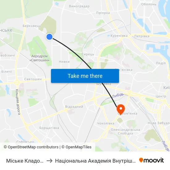 Міське Кладовище to Національна Академія Внутрішніх Справ map