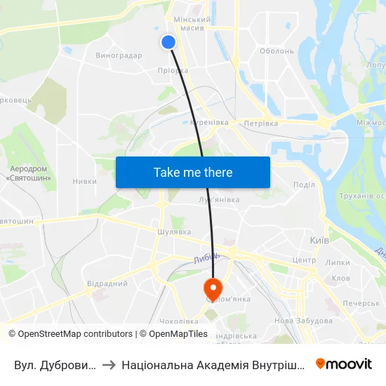 Вул. Дубровицька to Національна Академія Внутрішніх Справ map