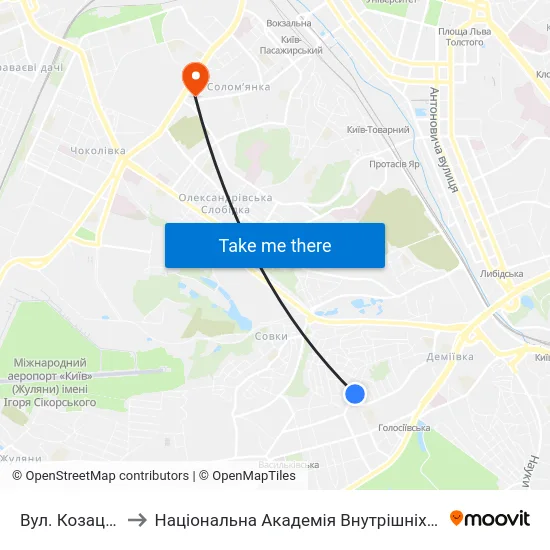 Вул. Козацька to Національна Академія Внутрішніх Справ map