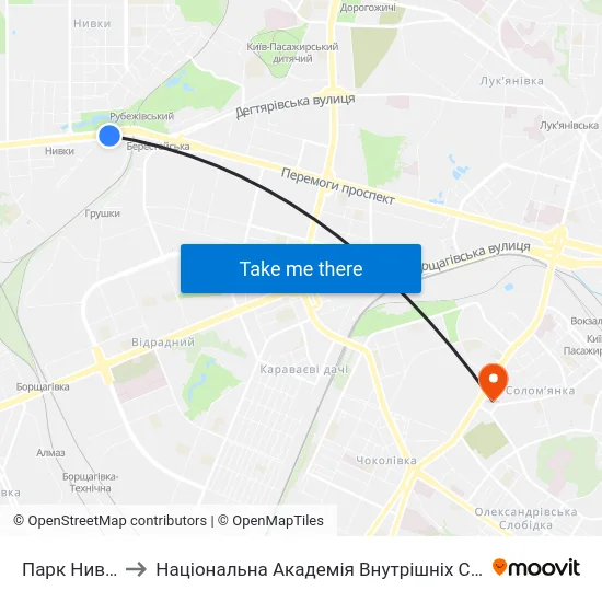 Парк Нивки to Національна Академія Внутрішніх Справ map