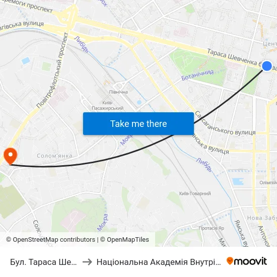 Бул. Тараса Шевченка to Національна Академія Внутрішніх Справ map