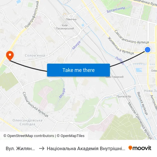 Вул. Жилянська to Національна Академія Внутрішніх Справ map