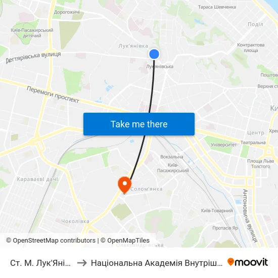 Ст. М. Лук'Янівська to Національна Академія Внутрішніх Справ map