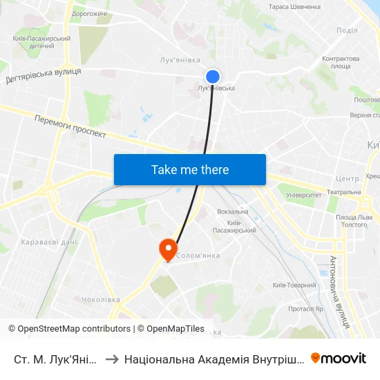 Ст. М. Лук'Янівська to Національна Академія Внутрішніх Справ map