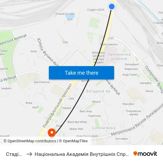 Стадіон to Національна Академія Внутрішніх Справ map