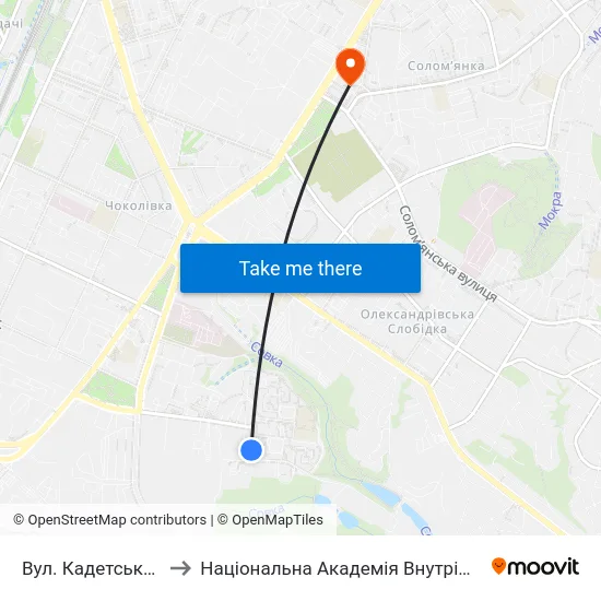 Вул. Кадетський Гай to Національна Академія Внутрішніх Справ map