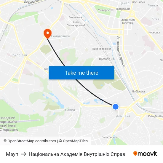 Мауп to Національна Академія Внутрішніх Справ map