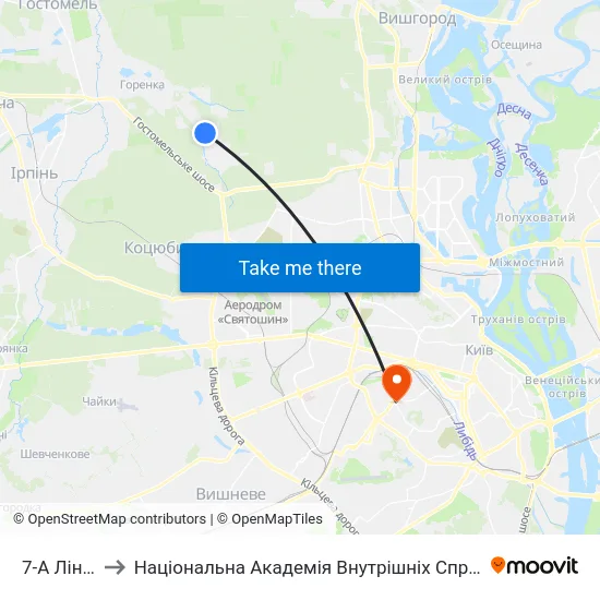 7-А Лінія to Національна Академія Внутрішніх Справ map