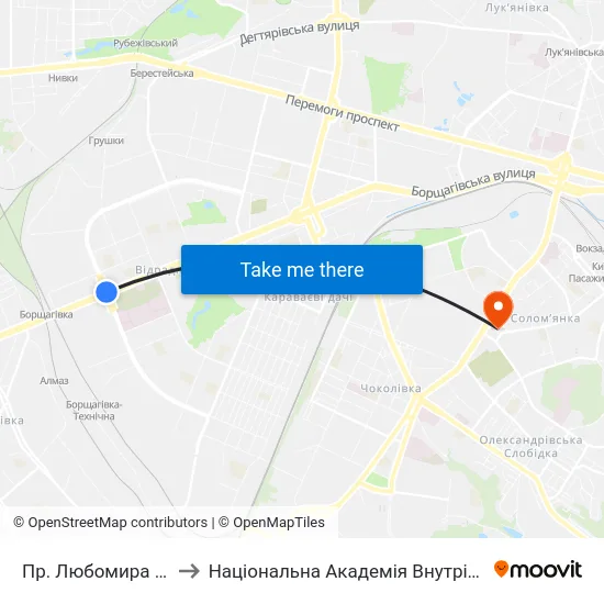 Пр. Любомира Гузара to Національна Академія Внутрішніх Справ map