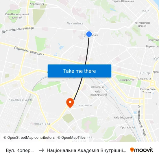 Вул. Коперника to Національна Академія Внутрішніх Справ map