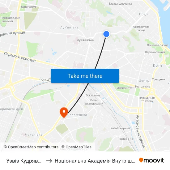 Узвіз Кудрявський to Національна Академія Внутрішніх Справ map