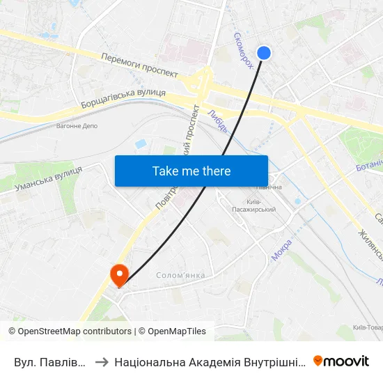 Вул. Павлівська to Національна Академія Внутрішніх Справ map