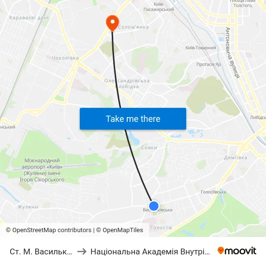 Ст. М. Васильківська to Національна Академія Внутрішніх Справ map