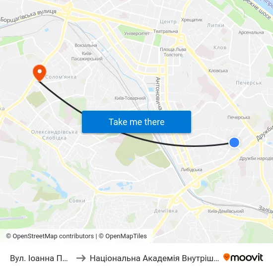 Вул. Іоанна Павла Іі to Національна Академія Внутрішніх Справ map