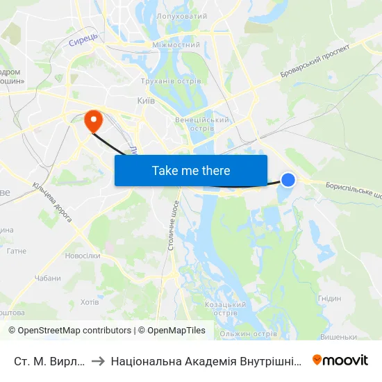 Ст. М. Вирлиця to Національна Академія Внутрішніх Справ map