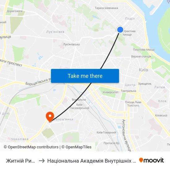 Житній Ринок to Національна Академія Внутрішніх Справ map