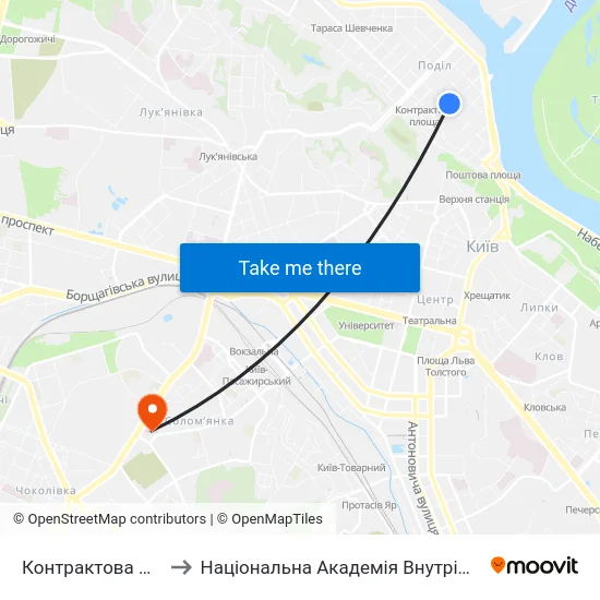 Контрактова Площа to Національна Академія Внутрішніх Справ map