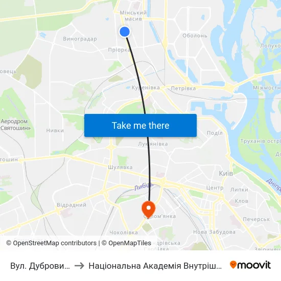 Вул. Дубровицька to Національна Академія Внутрішніх Справ map