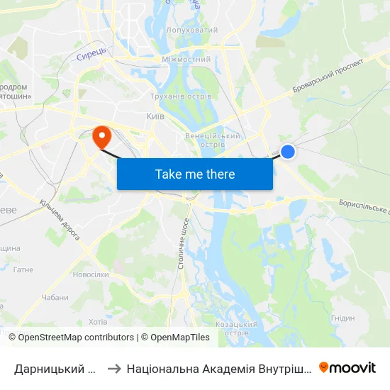 Дарницький Ринок to Національна Академія Внутрішніх Справ map