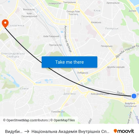Видубичі to Національна Академія Внутрішніх Справ map